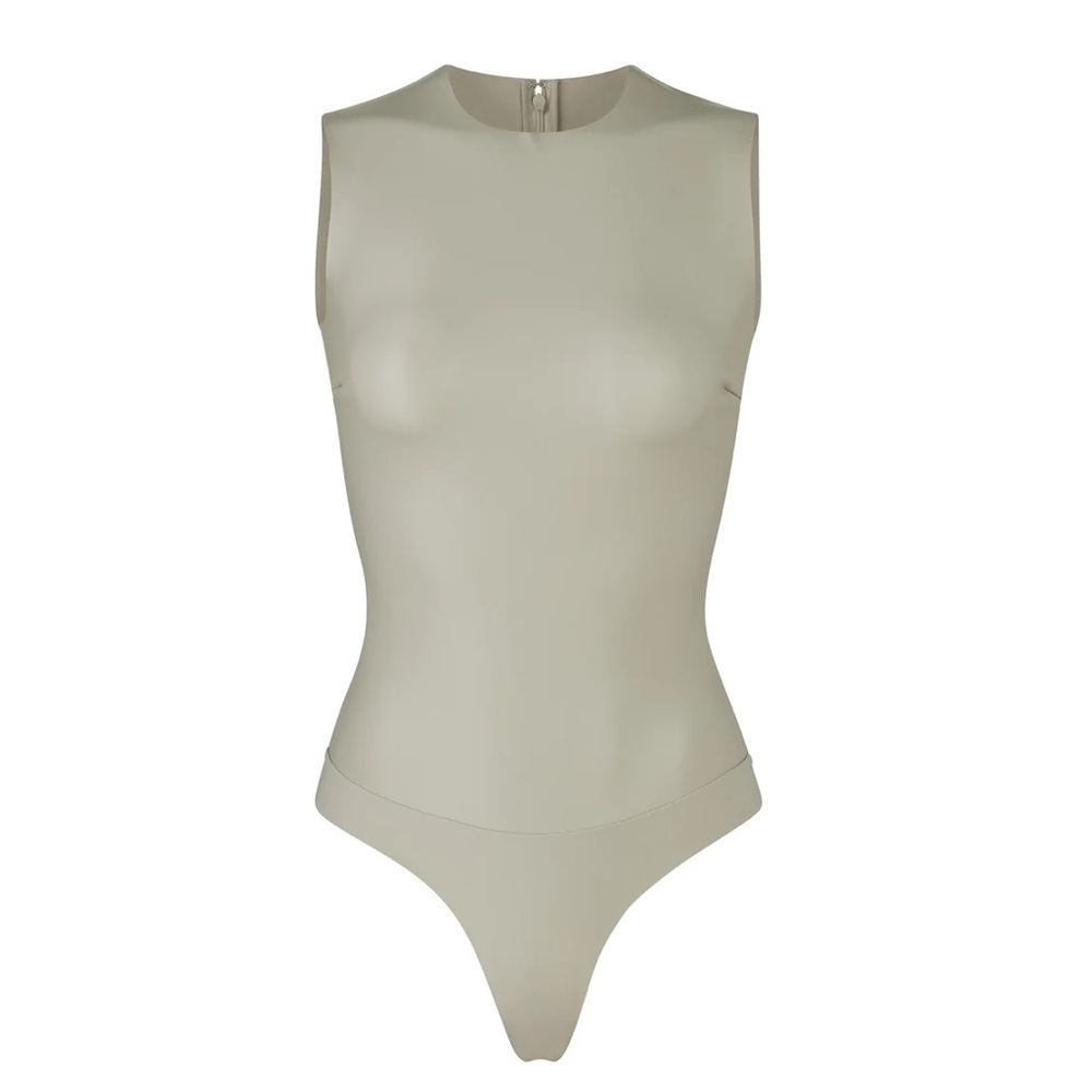 SKIMS Faux Leather Crew Neck Bodysuit (NWT)
